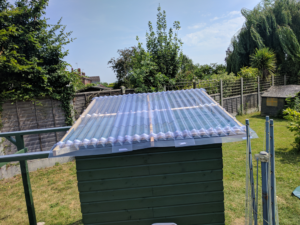 PVC roofing showing overlaps and flashing