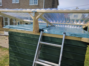 PVC roof showing vapour barrier and foam inserts